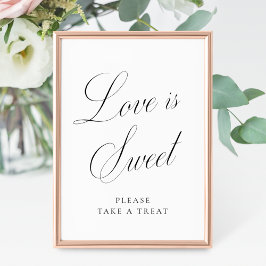 Liefde is zoete vintage elegant script bruiloft poster