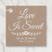 Liefde is Zoete witte typografie rustieke bruiloft Bedankjes Labels (Voorkant)