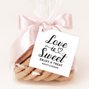 Liefde is Zoete Zwarte Hart Monogram Bedankjes Labels
