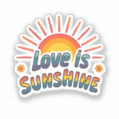 Liefde is Zonneschijn Retro 70s | Positieve Vibe Sticker (Voorkant)