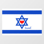 Liefde Israël, Rode Hart & Israëlische Vlag patrio Raamsticker (Vel)