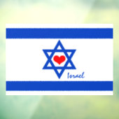 Liefde Israël, Rode Hart & Israëlische Vlag patrio Raamsticker (Vel 3)