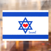 Liefde Israël, Rode Hart & Israëlische Vlag patrio Raamsticker (Vel 2)