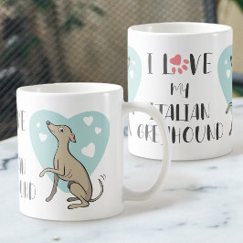 Liefde Italiaan Greyhound Fawn Cartoon Dog Cute He Koffiemok