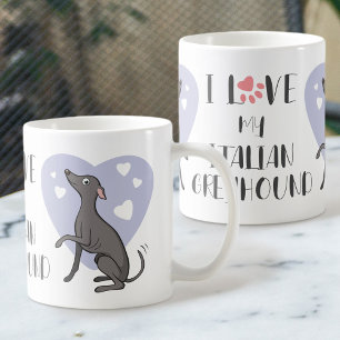 Liefde Italiaan Greyhound Gray Cartoon Dog Cute He Koffiemok