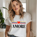 Liefde Italiaans Eenvoudig Modern Typografie Heart Tri-Blend Shirt<br><div class="desc">De Mode T-Shirt Top van de van de Italiaanse Eenvoudige Moderne Typografie van de Liefde biedt de tekst "Amore" aan in een eenvoudige zwarte scripttypografie, voorzien van kleurrijke strepen en een romantisch rood liefdeshart. Perfect als cadeau voor haar Valentijnsdag, verjaardag, Kerstmis, Moederdag, beste vrienden, zussen en nog veel meer. Ontworpen...</div>