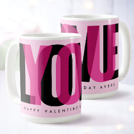 Liefde Je Aangepaste Naam Gelukkige Valentijnsdag  Koffiemok