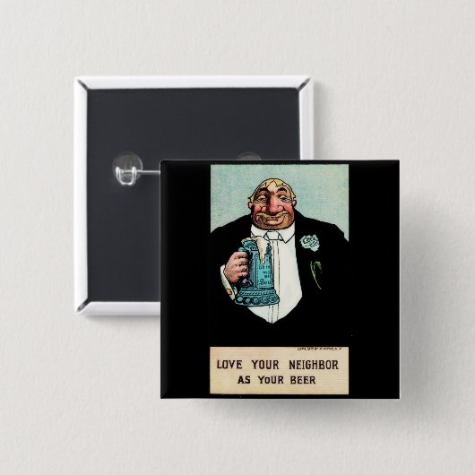 Liefde je buurman vierkante button 5,1 cm (Voorkant /achterkant)