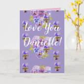 Liefde Je Echtgenote Naam Paarse Viooltje Shabby C Kaart (Gele Bloem)