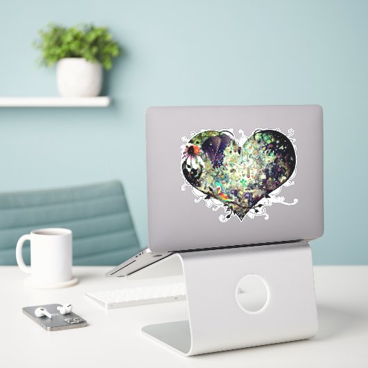 Liefde je wereld sticker (Laptop op bureau)