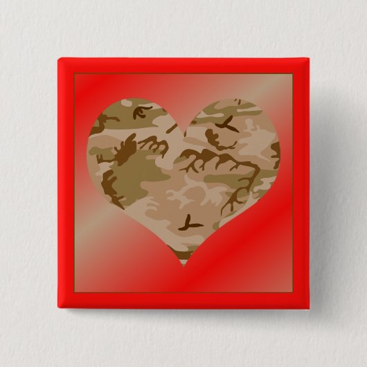 Liefde je woestijn en Camo Heart Valentijn Button (Voorkant)
