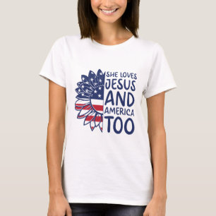 Liefde Jezus en Amerika Too 4th Juli Tshirt