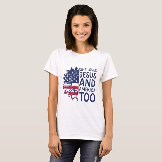 Liefde Jezus en Amerika Too 4th Juli Tshirt (Voorkant volledig)
