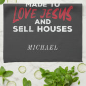 Liefde Jezus en Verkoop huizen Estate Agent Theedoek (Gevouwen)