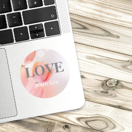 LIEFDE John 3:16 Verse met Elegante roze bloemen Ronde Sticker
