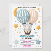 liefde joint beer Hete Luchtballon Twins 1e Verjaa Kaart (Voorkant)