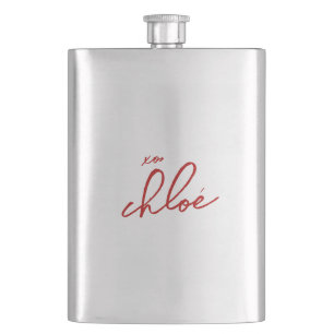 Liefde "Jouw naam" Rode Typografie Classic Flask Flacon