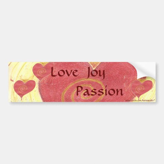 Liefde, Joy, Passie Bumpersticker (Voorkant)