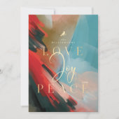 Liefde Joy & Peace Red Kardinaal Abstracte Waterve Feestdagenkaart (Voorkant)