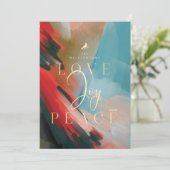 Liefde Joy & Peace Red Kardinaal Abstracte Waterve Feestdagenkaart (Staand voorkant)