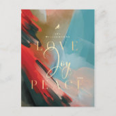 Liefde Joy & Peace Red Kardinaal Abstracte Waterve Uitnodiging Briefkaart (Voorkant)