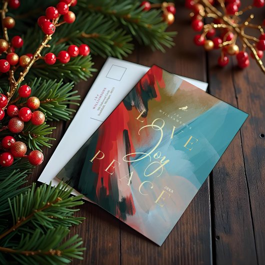 Liefde Joy & Peace Red Kardinaal Abstracte Waterve Uitnodiging Briefkaart