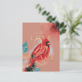Liefde Joy & Peace Red Kardinaal Waterverf Blush Briefkaart (Staand voorkant)