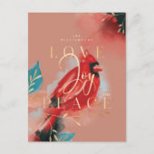 Liefde Joy & Peace Red Kardinaal Waterverf Blush Briefkaart (Voorkant)