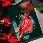Liefde Joy & Peace Red Kardinaal Waterverf Ebony Feestdagenkaart<br><div class="desc">Onze kerstkaart voor de kardinale kerst belichaamt warmte, leven en energie geïnspireerd door natuur. De expressieve borstel en de penslagen worden gecombineerd samen met ons artistiek gestileerd rood kardinaal vogelkunstwerk. Evogen van het gevoel van liefde, vreugde en vrede. Verzadigde tinten van crimson reds, zwart, diep ebbeny zwart, saffierblauw en donkere...</div>
