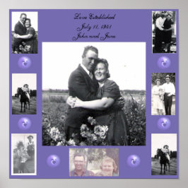 Liefde Jubileum Datum Namen Foto's Paars Poster