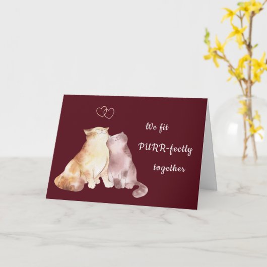 Liefde Jubileum Weddenschap Valentijnse katten Har Kaart (Gele Bloem)