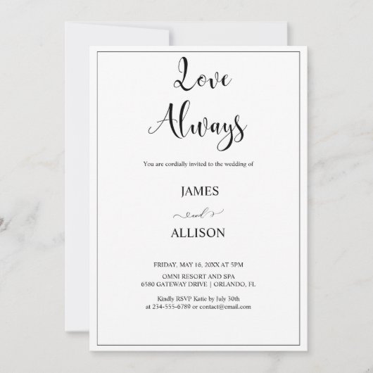 Liefde juicht altijd elegante minimalistische eenv kaart (Voorkant)