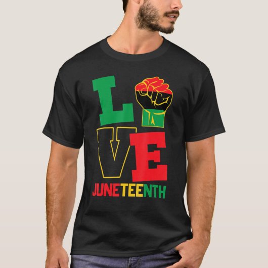 Liefde Juneteth Pride Zwarte Geschiedenis Trots Af T-shirt (Voorkant)