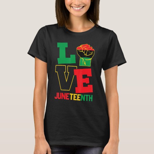 Liefde Juneteth Pride Zwarte Geschiedenis Trots Af T-shirt (Voorkant)
