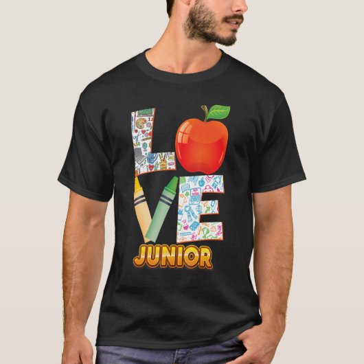Liefde junior Kind docent leraar terug naar school T-shirt (Voorkant)