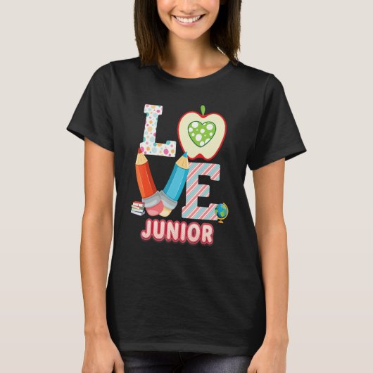 Liefde junior Kind docent leraar terug naar school T-shirt (Voorkant)