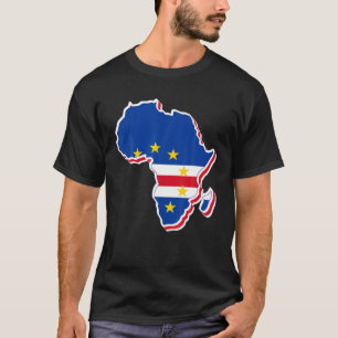 Liefde Kaapverdische vlag met Afrikaanse kaart Kaa T-shirt