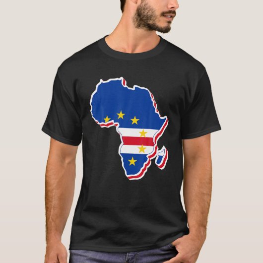Liefde Kaapverdische vlag met Afrikaanse kaart Kaa T-shirt (Voorkant)