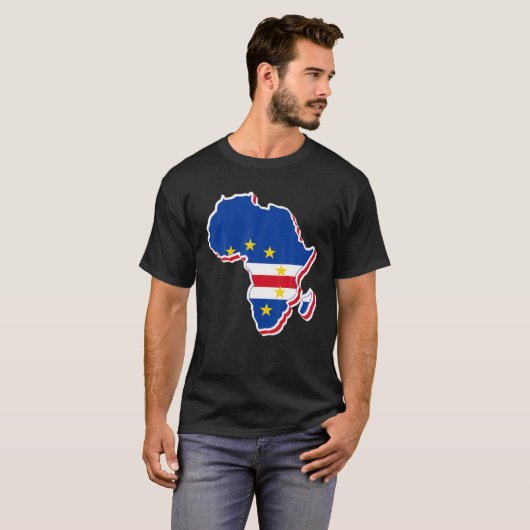 Liefde Kaapverdische vlag met Afrikaanse kaart Kaa T-shirt (Voorkant volledig)