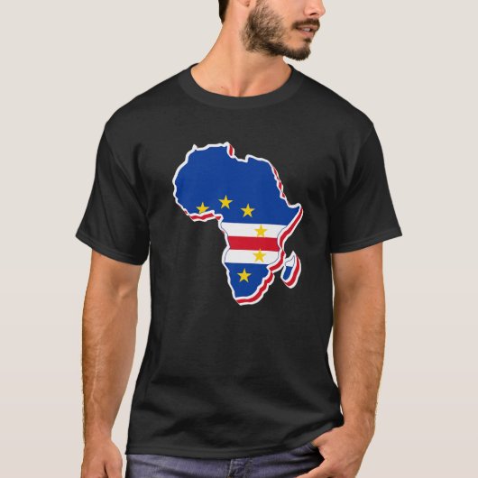 Liefde Kaapverdische vlag met Afrikaanse kaart Kaa T-shirt (Voorkant)