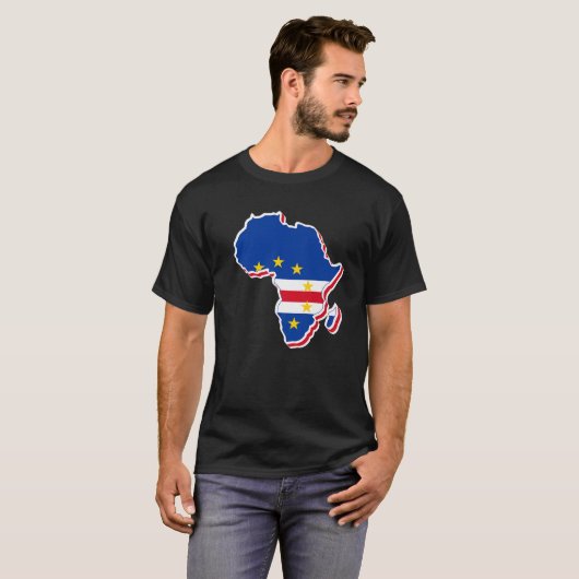 Liefde Kaapverdische vlag met Afrikaanse kaart Kaa T-shirt (Voorkant volledig)