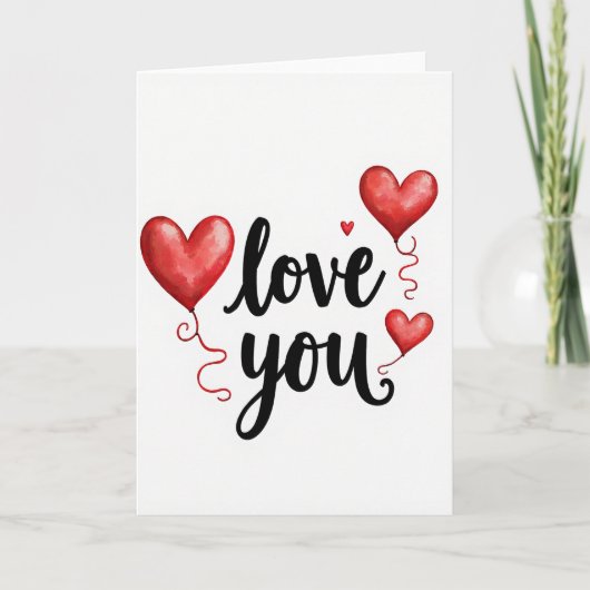 Liefde Kaart met Hart Ballonnen (Voorkant)
