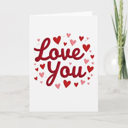 Liefde Kaart met Rode Harten (Voorkant)