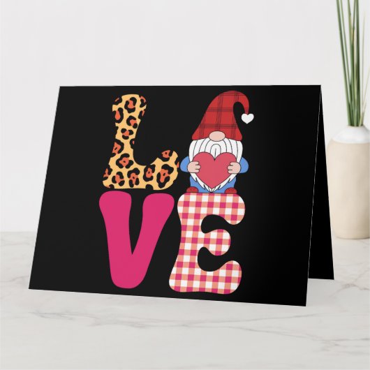 Liefde Kabouter Valentijnsdag Rode Buffalo Plaid L Kaart (Voorkant)