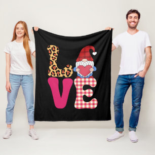 Liefde Kabouter Valentijnsdag Rood Buffalo Geruit  Fleece Deken