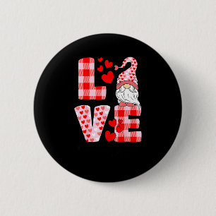 Liefde Kabouter Valentijnsdag Rood Buffalo Plaid L Ronde Button 5,7 Cm