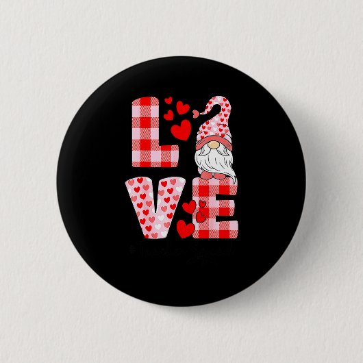 Liefde Kabouter Valentijnsdag Rood Buffalo Plaid L Ronde Button 5,7 Cm (Voorkant)