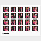 Liefde Kabouter Valentijnsdag Rood Buffalo Plaid L Vierkante Sticker (Vel)
