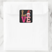 Liefde Kabouter Valentijnsdag Rood Buffalo Plaid L Vierkante Sticker (Tas)