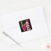 Liefde Kabouter Valentijnsdag Rood Buffalo Plaid L Vierkante Sticker (Envelop)